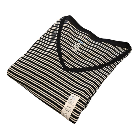 Croft & Barrow Womens The Classic Tee Size XXL Black/White Stripe V-Neck NWT - Picture 1 of 11